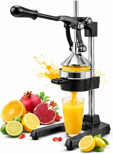 Exprimidor de hierro fundido – Exprimidor manual de servicio pesado fácil de limpiar, exprimidor profesional de cítricos de acero inoxidable