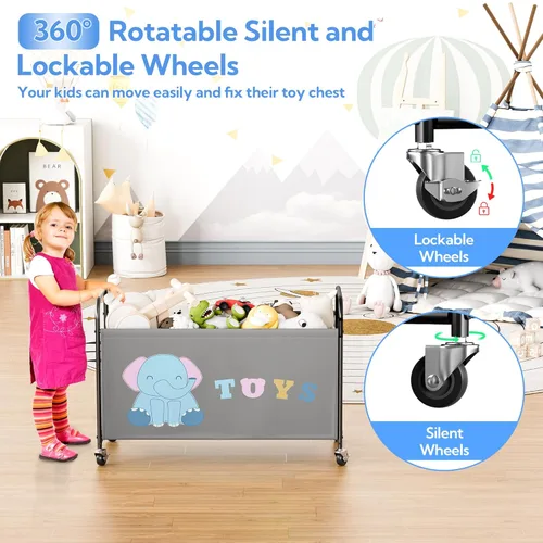 Miniatura 3 de GRANNY SAYS Caja de juguetes para niños y niñas, almacenamiento extra grande con ruedas, organizador de almacenamiento de juguetes de metal para Gris
