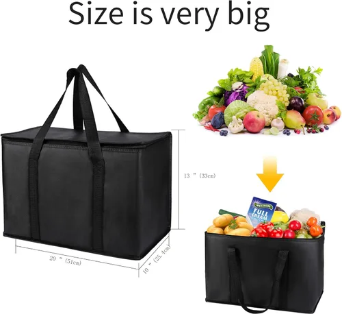 Miniatura 3 de musbus - Bolsas térmicas con aislamiento extra para comida a domicilio, tamaño XL - Hieleras para entrega de comida, mantienen la comida caliente