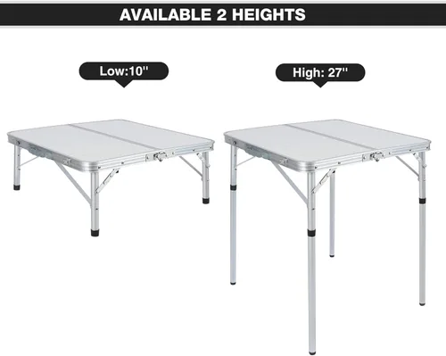 Miniatura 5 de REDCAMP Mesa de campamento cuadrada pequeña plegable de 24 pulgadas con patas de altura ajustable, mesa plegable de aluminio ligero y portátil