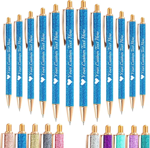Miniatura 47 de Hasta 100 bolígrafos personalizados a granel con nombre, bolígrafo con purpurina personalizable, logotipo de negocios, mensaje de texto, regalo