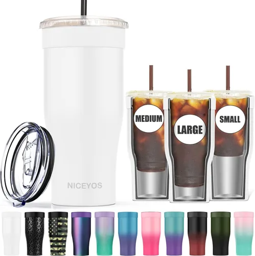 Miniatura 19 de Funda universal para café helado - Funda aislante reutilizable de acero inoxidable de doble pared mejorada para bebidas frías, se ajusta a tazas