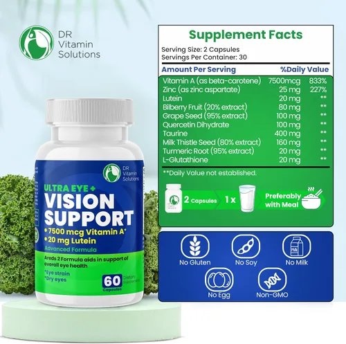 Miniatura 2 de AREDS 2 Vitaminas oculares con luteína y zeaxantina para la salud macular, suplemento de salud de visión de arándano, 20 mg de luteína, zinc