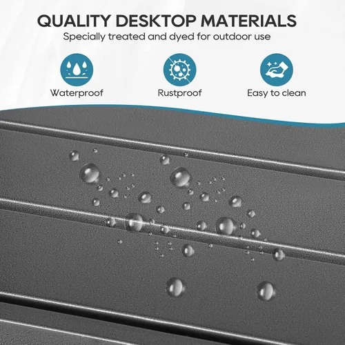 Miniatura 5 de Mesa de bar para exteriores, mesa consola de altura de pub para patio con marco de acero con revestimiento de polvo, parte superior resistente a