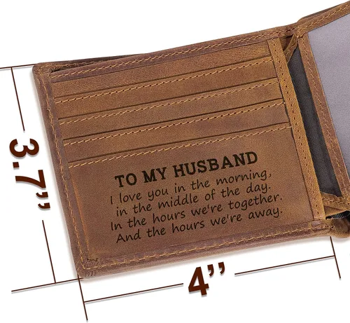 Miniatura 2 de kullder Billetera personalizada para hombres, carteras grabadas, regalos de cuero para marido de parte de la esposa, billetera personalizada