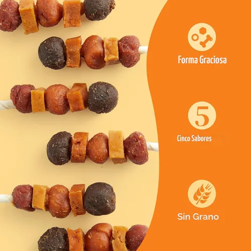 Miniatura 2 de Jungle Calling Golosinas para perros, brocheta para perros con palo de bacalao, masticables sin cuero crudo, hechas con pollo, pato, carne de res