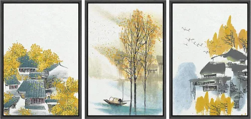 Miniatura 24 de NWT Juego de Arte de Pared de Lienzo Enmarcado Bosque Blanco y Negro Reflejo de Lago Paisaje Naturaleza Vida Silvestre Arte de Fotografía Rústico