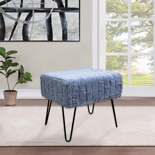 Miniatura 7 de Home Soft Things - Banco otomano de piel sintética azul de visón, 19 x 13 x 17 pulgadas, color espejismo azul, se puede usar como reposapiés, banco