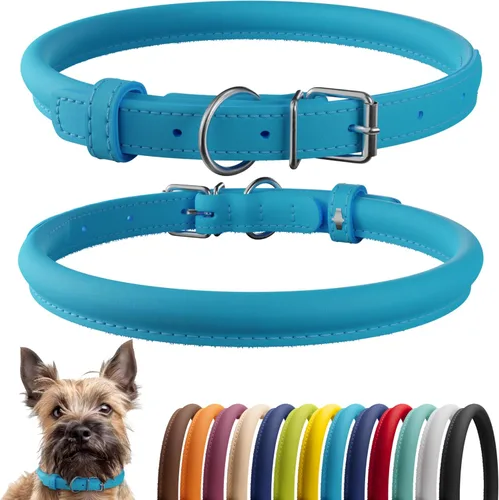 Miniatura 26 de CollarDirect Collar de perro con tachuelas, collares de cuero para mascotas para perros pequeños, medianos y grandes, acolchado suave, marrón, negro