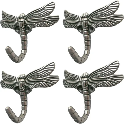 Ganchos de libélula para montar en la pared, ganchos decorativos vintage resistentes de animales, para interiores y exteriores, ganchos universales