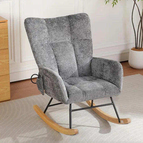 Miniatura 12 de Sillas Mecedoras - Mecedora para habitación del bebé con bolsa de aire, silla mecedora de lectura para interiores, acogedoras sillas mecedoras
