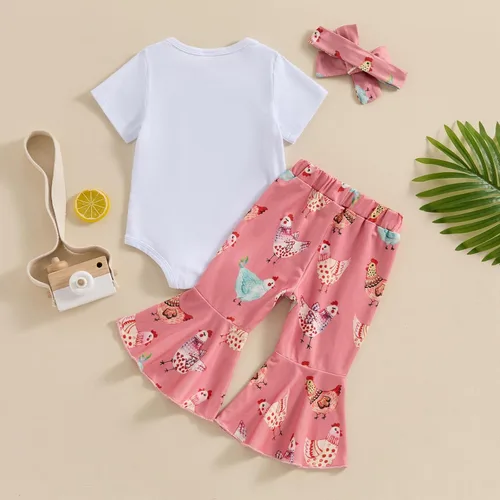 Miniatura 130 de Sejardin Ropa de verano para bebé y niña, recién nacida, manga corta, con letras, mameluco elástico con diadema