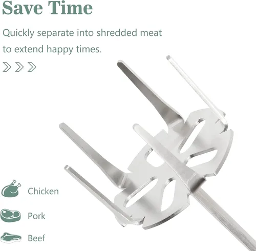Miniatura 5 de Extractor de cerdo de 3 pulgadas, triturador de carne de acero inoxidable 304, adecuado para hacer tiras de carne con taladro manual estándar