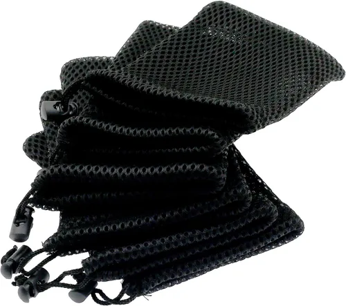 Miniatura 3 de 6pcs Nylon Malla Cordón Bolsa Bolsas Negras Para Mini Cosas Teléfono Celular MP3 (4.9x3.5 in) Cierre De Cierre De Cordón