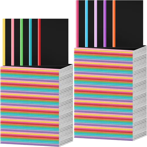 Miniatura 20 de Handepo 100 paquete de cuadernos de composición A5/A6 con líneas rayadas, cuadernos de composición de cartón Kraft a granel con cubierta suave