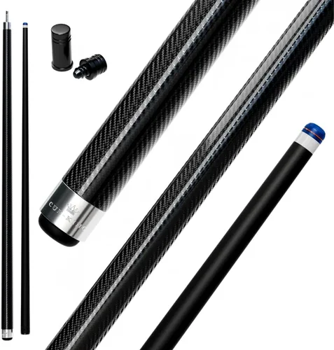 Cue-King Taco de Billar de Fibra de Carbono de Grado Militar de 58” 18oz 2 Piezas con Punta Premium de 12.5mm Acabado en Fibra de Carbono Brillante