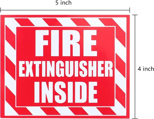 Miniatura 2 de Fasmov Paquete de 10 calcomanías para extintor de incendios en el interior, calcomanías de vinilo autoadhesivas de 5 x 4 pulgadas, resistentes a