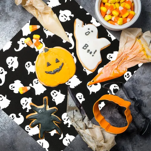 Miniatura 7 de 150 piezas de papel encerado de Halloween lindo fantasma delicatessen, papel de sándwich blanco y negro, impermeable, a prueba de aceite, forro