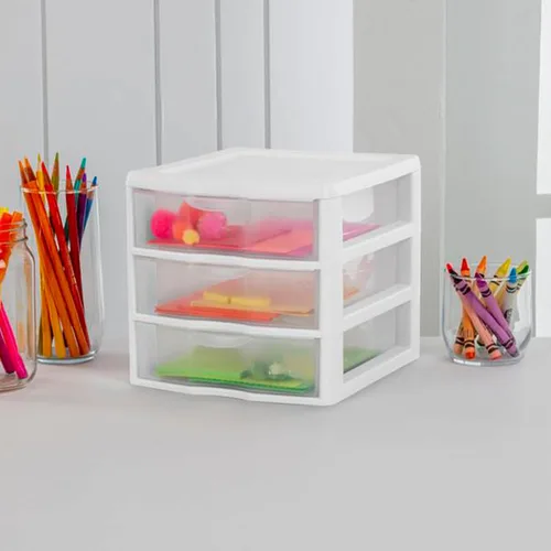 Miniatura 2 de Sterilite Clearview - Unidad de almacenamiento de escritorio pequeña con 3 cajones multiuso de plástico, para el hogar, aulas u espacios de oficina