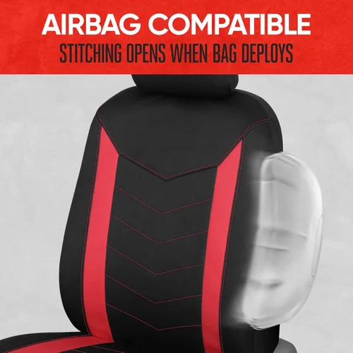 Miniatura 7 de Motor Trend SpillGuard 2 - Fundas de asiento rojas para automóviles y fundas de asiento para camiones, forro de neopreno, fundas de asiento Rojo