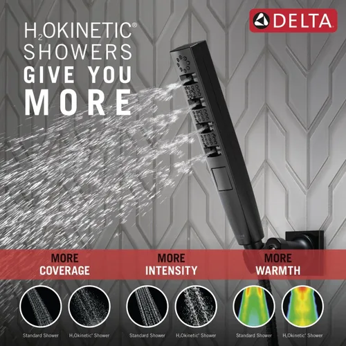 Miniatura 5 de Delta Faucet 5-Spray Touch-Clean H2Okinetic - Ducha de mano para montaje en pared con manguera, color negro mate 55140-BL