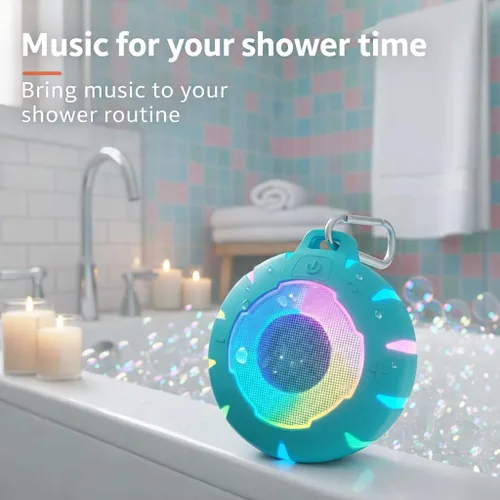 Miniatura 2 de HEYSONG Altavoz Bluetooth impermeable para ducha, duradero y portátil con sonido claro, ideal para ducha, piscina, playa y kayak, gran regalo