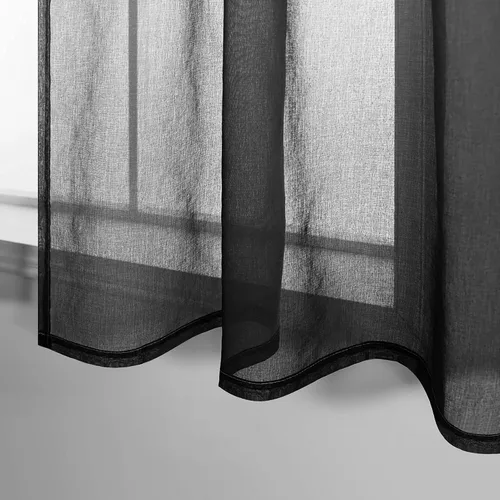 Miniatura 5 de KOUFALL Cortinas de ventana de baño para ducha, juego de 2 paneles de cortinas cortas transparentes en blanco y negro para cocina, dormitorio