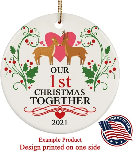 Miniatura 3 de Adorno familiar de Navidad, regalos de hija, hijo, adorno de círculo de cerámica de 3 pulgadas para colgar en el árbol – Día de la Madre