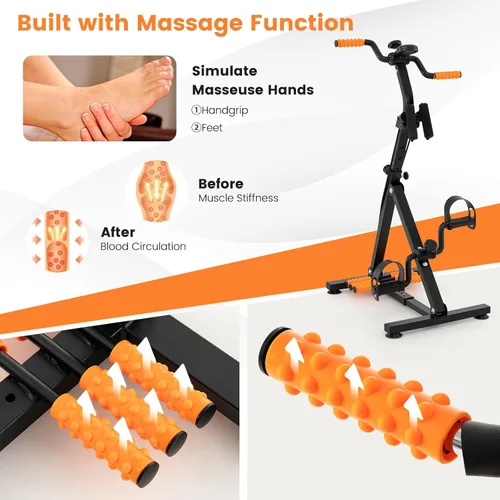 Miniatura 5 de GYMAX Bicicleta de Pedal para Personas Mayores, Máquina de Ejercicio para Brazos, Piernas y Rodillas con Función de Masaje, Monitor LCD, Altura