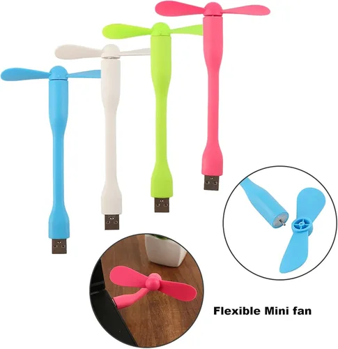 Miniatura 3 de Sokelinn-six Ventilador flexible USB, mini ventiladores de refrigeración portátiles alimentados por USB para banco de energía, portátil, PC, Rosa