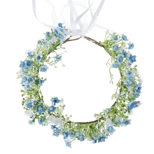 Miniatura 20 de Vividsun Corona floral de hoja verde para boda, corona de flores nupciales, accesorios de maternidad para fotos (A blanco)