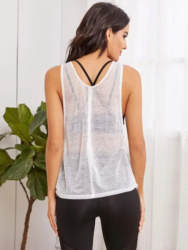 Miniatura 2 de SweatyRocks Camiseta sin mangas con cuello redondo y espalda cruzada para mujer