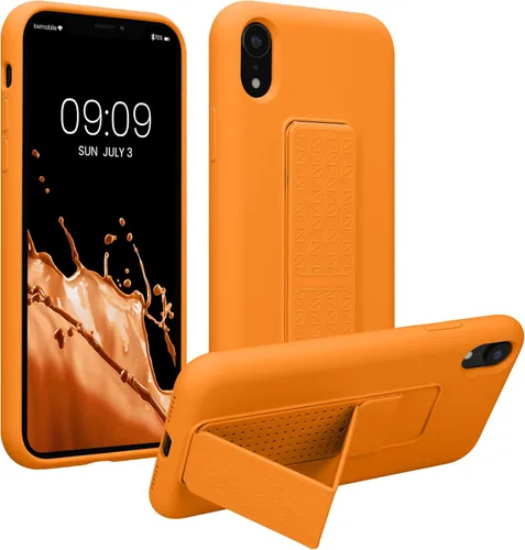 Miniatura 16 de kwmobile Funda compatible con Apple iPhone XR - Funda con correa de mano y revestimiento de silicona TPU suave - Azul Báltico