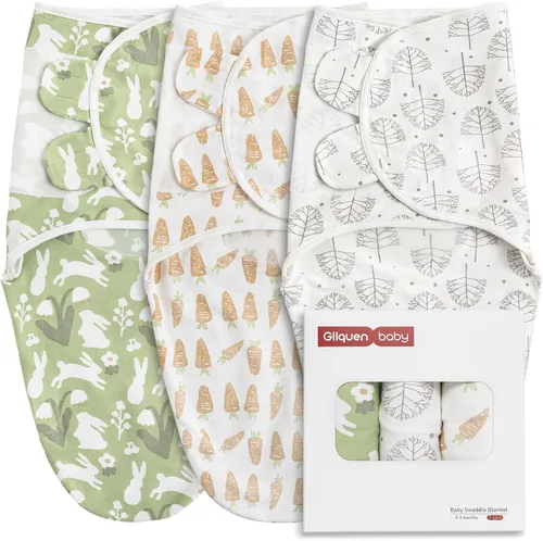 Miniatura 32 de GLLQUEN BABY Sacos de Dormir Envolventes Orgánicos para Recién Nacidos - Envolturas para Bebés de 0-3 Meses, Paquete de 3 Sacos Envolventes