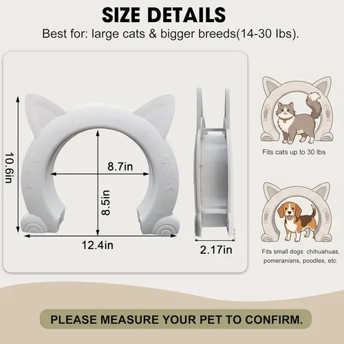 Miniatura 2 de Wordcam Puerta interior grande para gatos, puerta interior XL para gatos, puertas para mascotas para gatos, gatitos y perros pequeños (blanco)