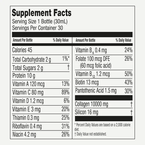 Miniatura 9 de PRIMABIOTIC Liquid Collagen Sport – 10000 mg por porción – Bebida alta en proteínas – Colágeno hidrolizado + 12 vitaminas + ácido ortosilícico – Sin