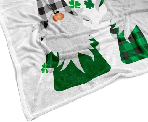 Miniatura 4 de MERCHR - Manta del Día de San Patricio con Enano, Hojas de Trébol Verde, Mantas y Sobres de Shamrock, Mantas de Franela Super Suave y Cálidas