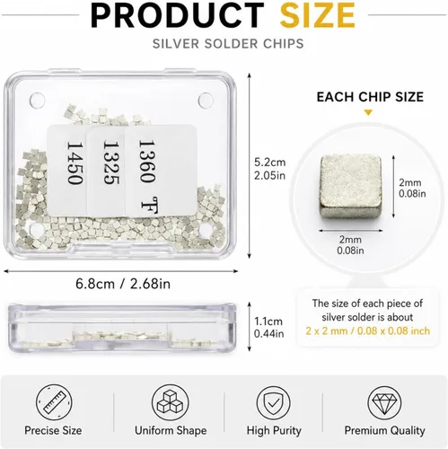 Miniatura 2 de Alrededor de 500 piezas de 0.16 oz de plata de soldadura precortadas chips de soldadura ultra diminutas densidad media fácil enlace para joyería