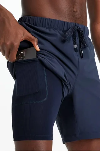 Miniatura 30 de Fabletics The One - Pantalón corto para hombre (forro), entrenamiento, natación, ligero, de secado rápido, bolsillo con cremallera, tejido elástico