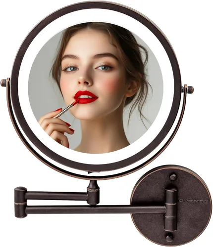 Miniatura 21 de OVENTE Espejo de maquillaje iluminado para montaje en la pared, espejo de tocador de doble cara de 7 pulgadas con aumento 1X/7X para baño con luces