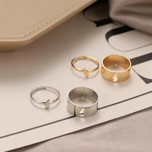 Miniatura 4 de Anillos a juego con mejores amigos para parejas, Tiktok Y2k, anillos de pareja, con corazón, luna, estrella, planeta, para mujeres, hombres y niñas