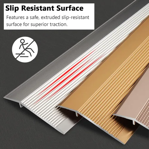 Miniatura 4 de Tira de transición de piso, rampa de transición de aluminio, barra reductora de umbrales de 1.5 pulgadas para puertas, pisos laminados y pisos