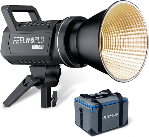 FEELWORLD Luz de estudio de video FL125B de 125 W con iluminación continua bicolor de 2700 K ~ 6500 K CRI96+ TLCI97+ 37600lux@3.3 ft para película,