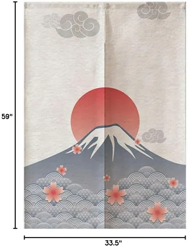 Miniatura 6 de MYRU Tapiz de cortina japonesa Noren para puerta (montaña de Fuji, 33.5 x 59 pulgadas)