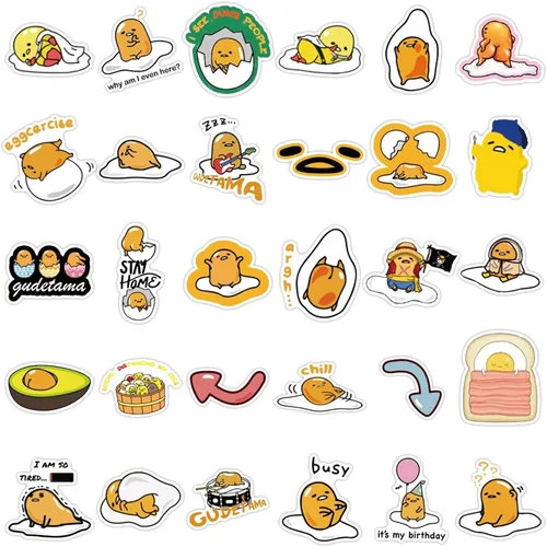 Miniatura 3 de CHVISO 60 calcomanías Kawaii de huevo perezoso japonés, calcomanías de vinilo impermeables para niños, adolescentes, adultos, laptop, botellas