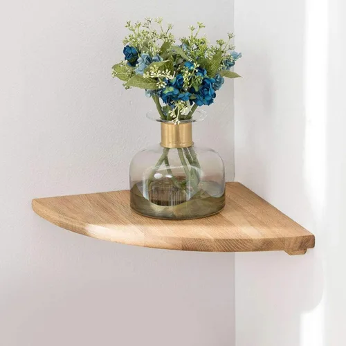 Estante Esquinero, Estante Esquinero Flotante de Madera de Roble Macizo de 7 pulgadas Montaje en Pared Extremo Redondo Estantes Flotantes para