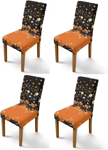 Miniatura 102 de Rnyleeg Thanksgiving Chair Covers for Living Room No Arms Turkey Pumpkin Stretch Dining Chair Covers Set of 6 Soft Washable Kitchen Chair Protector