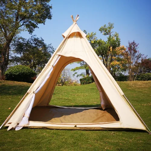 Latourreg Tienda de campaña al aire libre para 2 personas de 6.6 ft de lona para acampar pirámide Tienda grande de pagoda de tipi para adultos