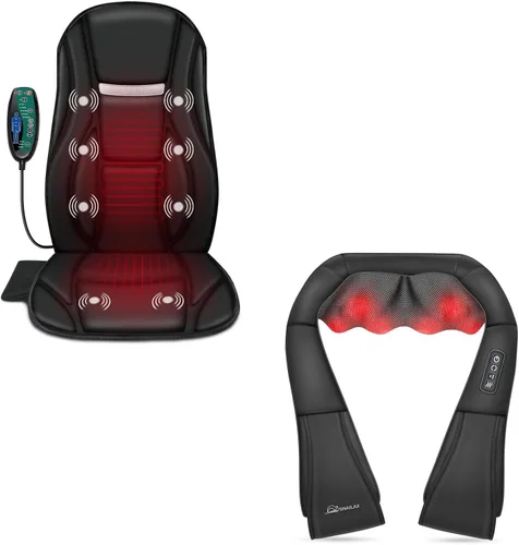 Snailax Masajeador de espalda con vibración y masajeador de cuello y hombros Shiatsu, solución de masaje de cuerpo completo para oficina, hogar