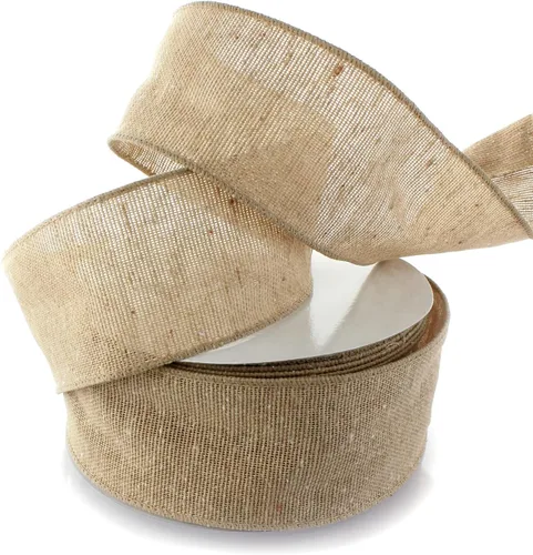 Miniatura 5 de Ribbon Traditions 815 - Cinta de arpillera con cable de 2.5 pulgadas, color crema, 10 yardas